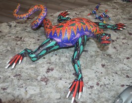 Large Colorful Lizard, Oaxaca Mexico, by Arsenio Morales, Alebrije Wood - £171.46 GBP
