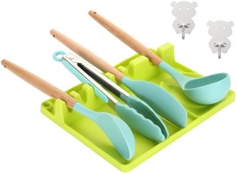 Silicone Spoon Rest, Large Size Stove Top Holder, for Multiple Utensils  (Green) - £10.88 GBP