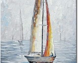 Sailing Boat On The Sea Acrylic Canvas Hanging Painting Living Room Bedr... - $129.97