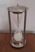 Metal Silver Color Time Keeper Hour Glass Antique Vintage Show Piece Sand Timer - £65.03 GBP