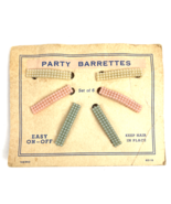 Vintage Girl&#39;s Barrettes Plastic Metal Hair Clips Pearlized Pink Blue Wh... - $38.41 CAD