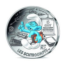 France 10 Euro Silver 2020 Brainy The Smurfs Colored Coin Cartoon 00398 - $49.49