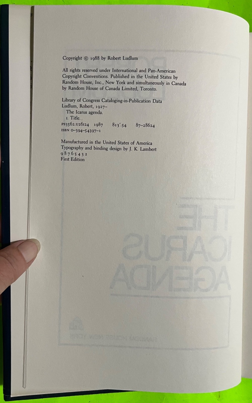 Vtg The Icarus Agenda by Robert Ludlum (HCDJ 1988) Item image 3