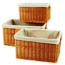 Basket Set 3 Pc. Removable Liners Water Hyacinth Boxes Crafts Server Crate Bins - £27.25 GBP