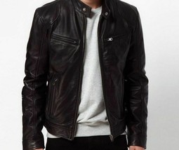 New Men&#39;s Leather Jacket Genuine Lambskin Motorcycle Slim Fit Biker Jacket - $169.99