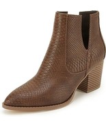 ZBY Women’s 11 ANKLE V CUT BOOTS BOOTIES POINTED TOE BROWN FAUX ANIMAL P... - $38.67 CAD