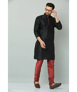 MENS KURTA &amp; PYJAMA SET FREE SHIPPING DRESS INDIAN ETHNIC PARTY WEAR Sil... - $29.93