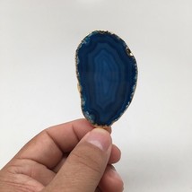 89 cts Blue Agate Druzy Slice Geode Pendant Gold Plated From Brazil, Bp1046 - £4.78 GBP