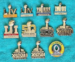 SUPER BOWL - NFL &quot;TEAMMATE&quot; PINS - 11 PIN COMPLETE SET - FOOTBALL - VERY... - £174.05 GBP
