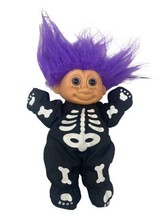 Halloween Skeleton 9&quot; Troll Russ Voodoo Old Stock Purple Hair Bones X Ray - £27.68 GBP