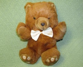 Vintage Tb Trading Teddy Bear 10&quot; Tan Plush Stuffed Animal Beige Striped Bow Tie - £17.69 GBP