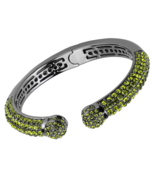 LO4284 - TIN Cobalt Black Brass Bangle with Top Grade Crystal  in Olivin... - $15.42
