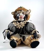 Cow Doll Wood &amp; Fabric Hand Made Sits 10&quot; Tall Vintage Rare - £14.37 GBP