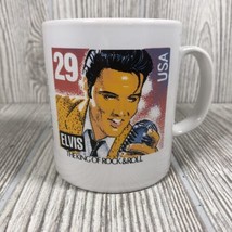 Vintage ELVIS Presley Stamp Design Coffee Mug 1992 U.S. Postal Service USPS CUP - $6.92
