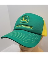 John Deere Embroidered Snapback Trucker Mesh Yellow Green Hat Cary Franc... - $11.83