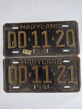 Lot De 2 1954 Maryland Moyen Driver Licence Plaque DD1120 DD1121 Séquentiel - $71.71