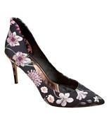 Ted Baker Purple Pink Black Satin Leather Neevo 3 Pumps Heels size 41 / ... - $56.47