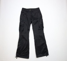 Vintage Y2K Goth Womens 7/8 Wide Leg Flared Buckle EDM Rave Cargo Pants Black - £78.91 GBP
