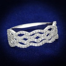 925 Sterling Silver Criss Cross Simulated Diamond Wide Band Wedding Prom... - $148.96