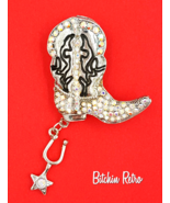 Rhinestone Cowboy Boot Pin and Pendant Western Style Brooch Star Spur Da... - £10.97 GBP