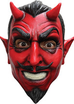 Ghoulish Productions Classic Red Devil With Horns Latex Horror Halloween Head - $89.32