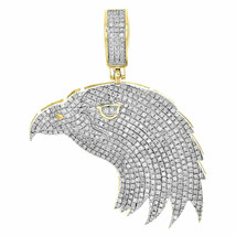 14K Yellow Gold Over 2CT Diamond American Mens Pave Charm Eagle Bird Pendant - £136.65 GBP