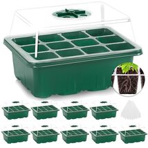 10-Pack Seed Starter Tray Kit with Humidity Dome &amp; Adjustable Vents for ... - $42.52