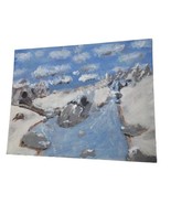 Hand Painted Art Artwork Painting Paint Cabin Winter River Landscape 14&quot;... - £15.52 GBP
