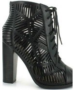 Chelsea Moreland Women&#39;s Shoes Sexy Black Lace Up Zip Open Toe Heels Siz... - $923.60 MXN