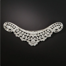 Edwardian Diamond Neckline Brooch, Art Deco Brooch SCROLL STICK  silver ... - $202.22