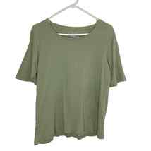 Chicos Sage Green Shirt 2 US L Elbow Sleeve Scoop Neck Comfort Cotton Tee - £13.59 GBP