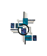 Teal &amp; purple wall sculpture, wood n metal wall art by Alisa 37x28 - $247.49