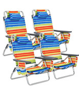 4-Pack 5-Position Outdoor Folding Backpack Beach Reclining Chair with Pi... - £241.37 GBP