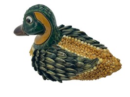 Vintage Duck Figurine Uruguay Pottery Seeds 3&quot; Signed Art Folk Bird - £14.61 GBP