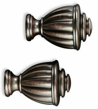 Cambria Elite Fluted Finial 4.5&quot; H in Oil Rubbed Bronze (Set of 2) Fits 1.5&quot; Rod - £46.17 GBP