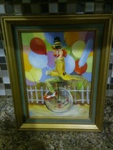 Clownon unicycle oil painting on board signed Ruth seigel 1976 ft wayne indiana - £272.92 GBP