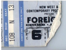 Foreigner Concert Ticket Stub December 6 1981 Kansas City Missouri - £27.24 GBP