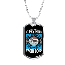 Everything I Know Blue Necklace Stainless Steel or 18k Gold Dog Tag 24&quot; Chain - £37.92 GBP+