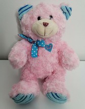 #1 Mom Pink Blue Ribbon Cute Soft Bear 13&quot; Plush Stuffed Animal Toy Mother&#39;s Day - £7.18 GBP