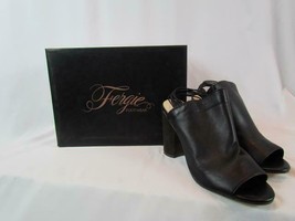 NIB Fergie Footwear 4&quot; Muted Metallic Heel Black Leather Upper Sling Back 9.5 M - £49.62 GBP