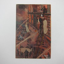 Postcard Firefighter Fireman A Daring Rescue Embossed Antique Unposted RARE - £7.98 GBP