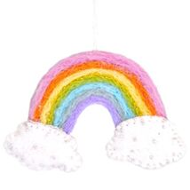 Pastel Rainbow 471912 Wild Woolies Felted Sheep Wool Ornament 4.5&quot; L - $23.56 CAD