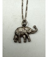 Detailed Sterling Silver Elephant Charm 20” Chain Thai Thailand Trunk Up! - $545.74 MXN