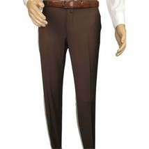 Men's MONO Turkey Slacks 100% Wool Plain Front Slim Fit 2502-12 Coco Brown image 3