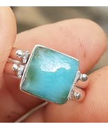 Flip 2 in 1  LARIMAR - AMBER gemstones 925 sterling silver reversible ri... - €34,61 EUR