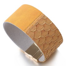 Rs leather bracelets for women fashion 2020 simple fish scale wide wrap bracelet female thumb200