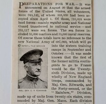1917 World War 1 Preparations Article Major General CR Edwards Military ... - $373.29 MXN