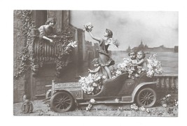 La Plus Belle Woman Cupid Car Auto Valentine D Mastroianni A Noyer 1911 Postcard - $24.95