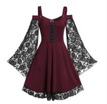 Panegy Women’s Gothic Steampunk Dress Lace Off Shoulder Renaissance Dres... - £14.71 GBP