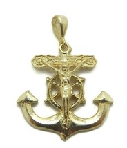 Jesus Cross and Anchor Pendant 14k   Yellow  Gold. - £577.40 GBP